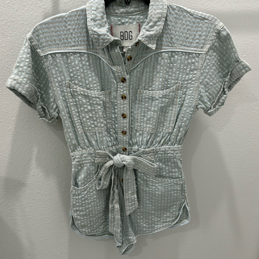 BDG Devon Linen Tie-Waist Romper